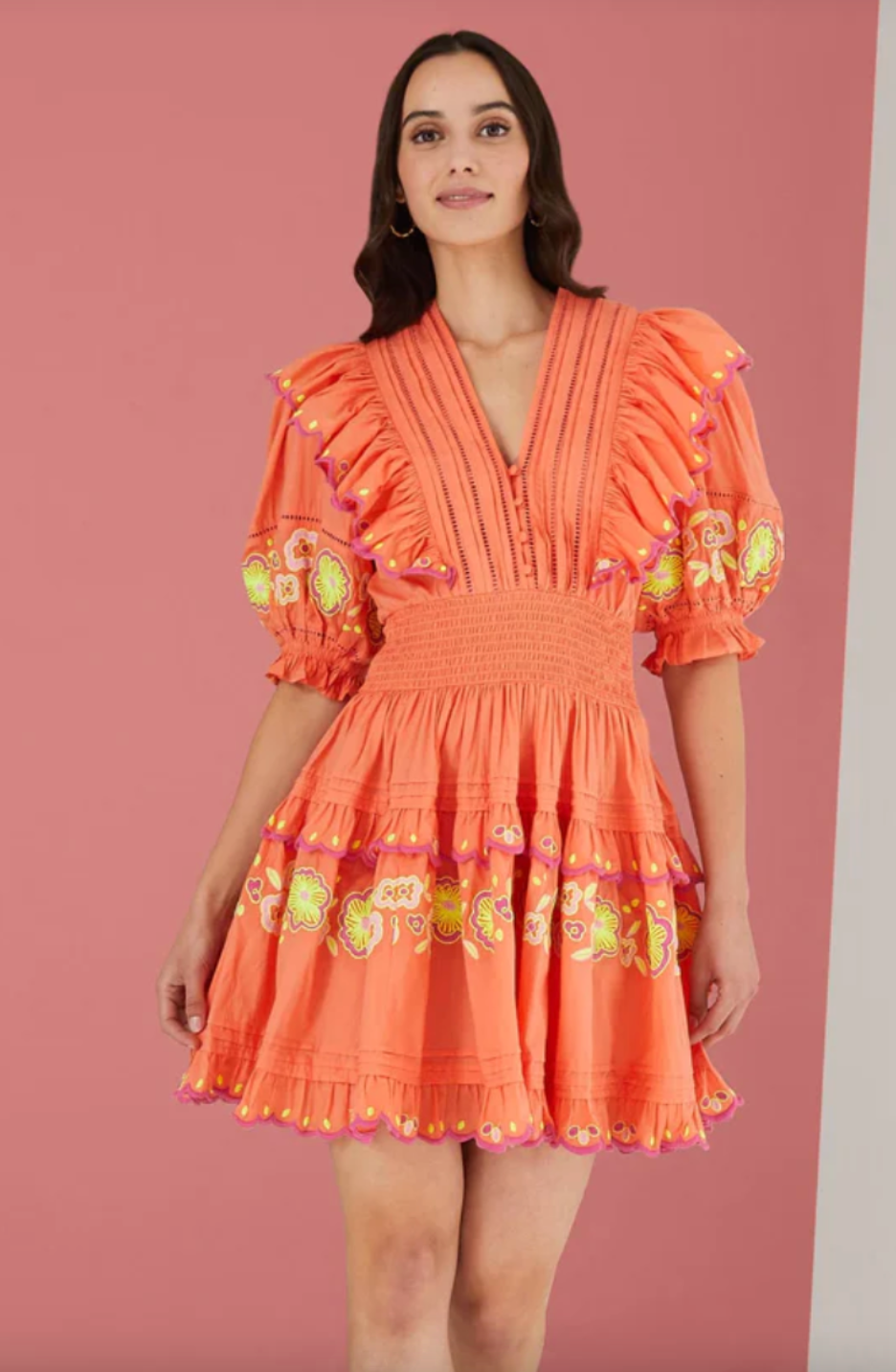 Perla Dress - Coral Floral