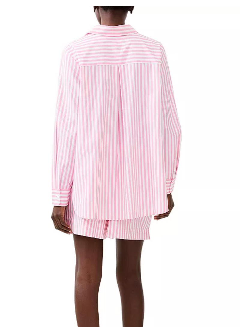 Relaxed Pink Stripe Popover Top