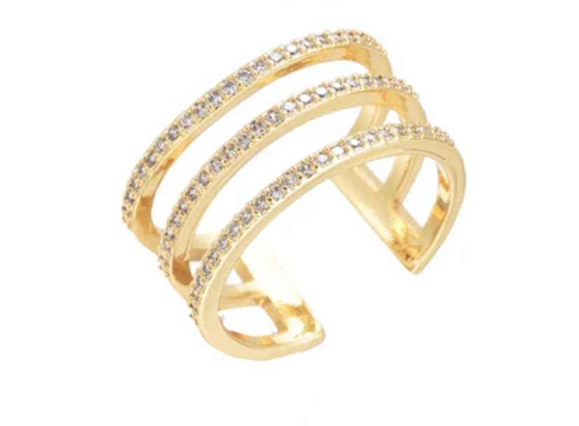 Socialite Pave Ring - Three Band