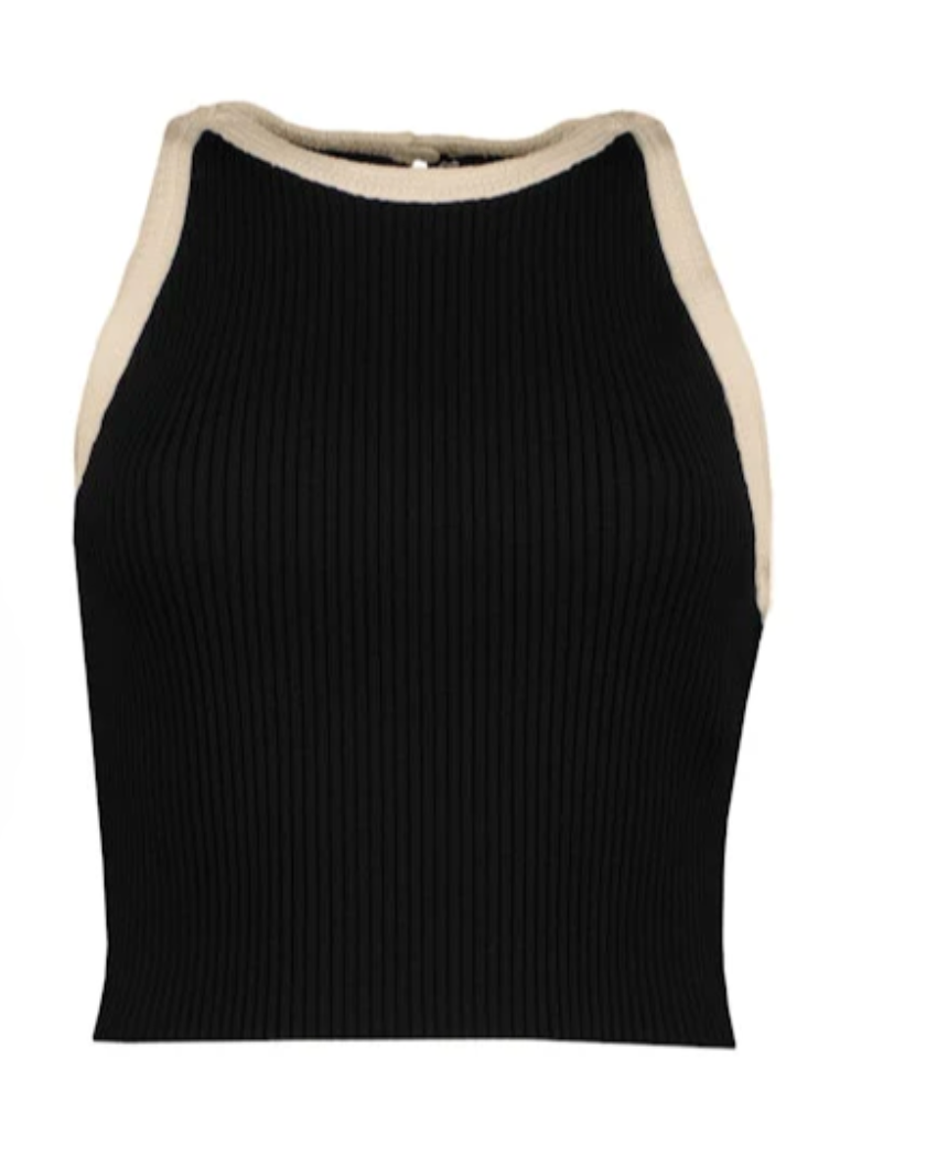 Candace Ribbed Sweater Tank - Black