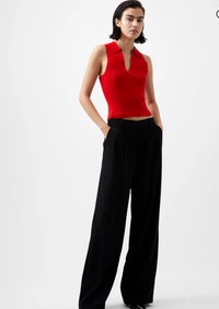 Cozy Soft Collared Sleeveless Top - Red