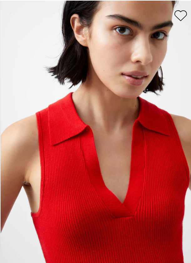 Cozy Soft Collared Sleeveless Top - Red