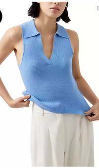 Cozy Soft Collared Sleeveless Top - Dusted Blue