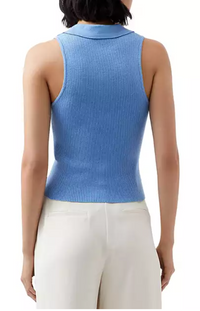 Cozy Soft Collared Sleeveless Top - Dusted Blue