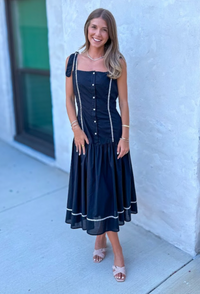 Contrast Stitch Midi Dress