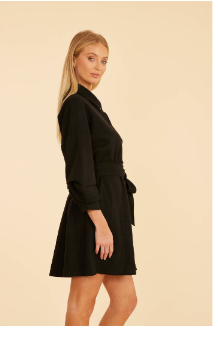 Suede Ruched Sleeve Dress