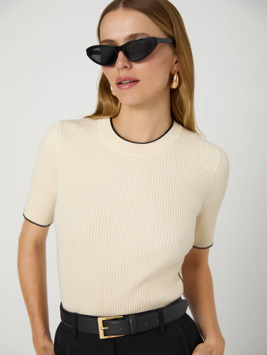 Mozza Sweater- Cream/Black