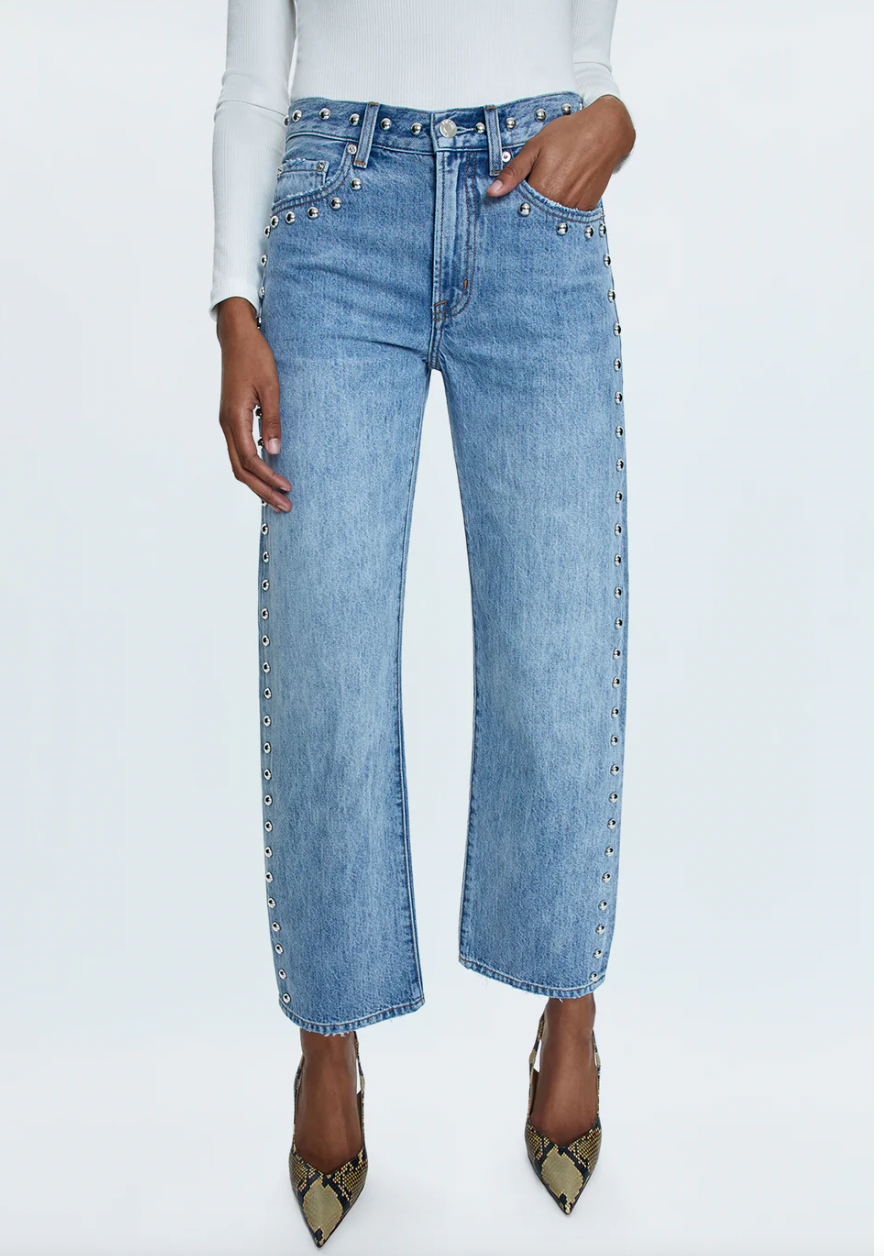 Lexi Mid Rise Bowed Straight Jean