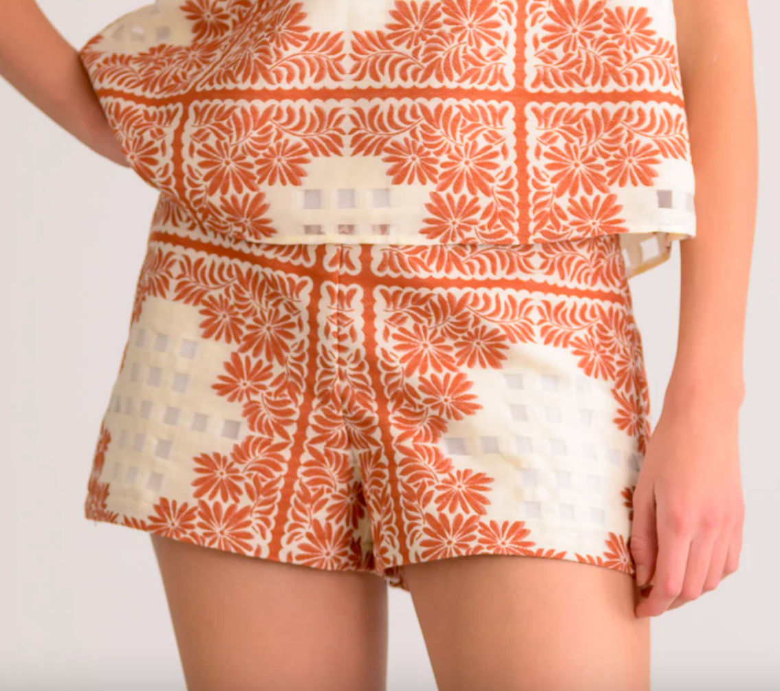 Della Shorts-Cream/Rust