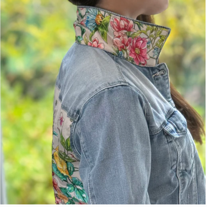 The Light Denim Jacket - Pink Bouquet