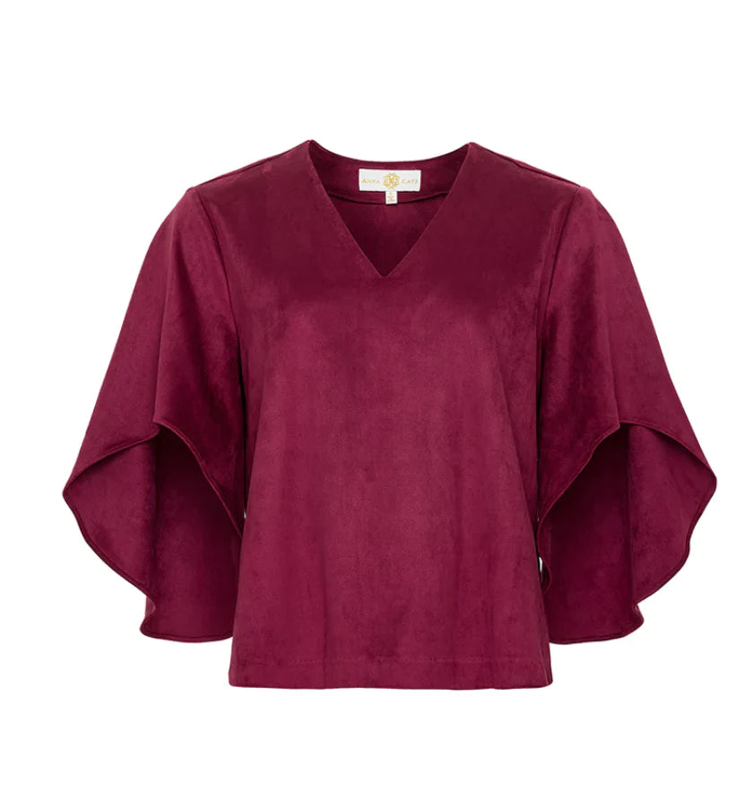 Nina Suede Top-Beet Red