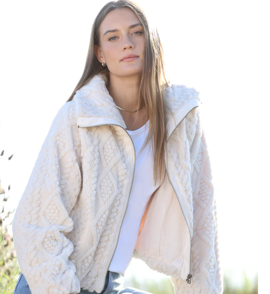 So Cozy Cable Jacket- Natural