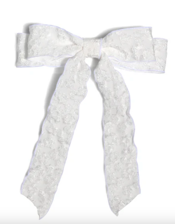 Textured Bow Clip-Ivory