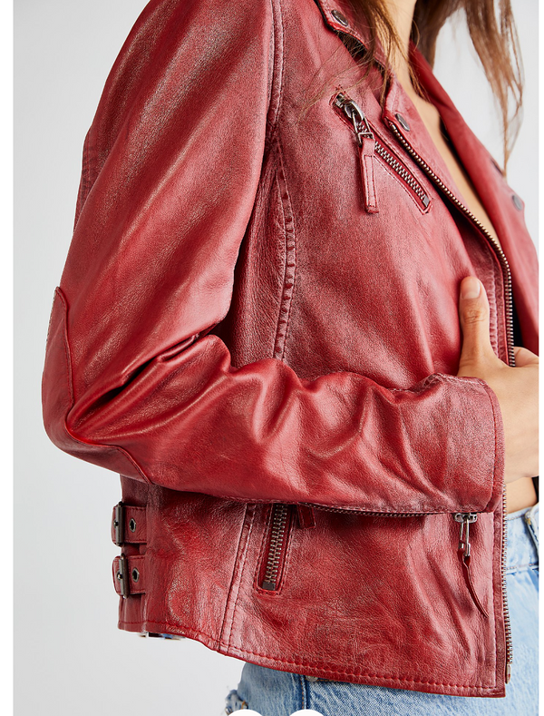 Christy Moto Jacket-Red