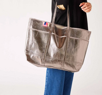 Large Plage Metallic Tote-Pewter