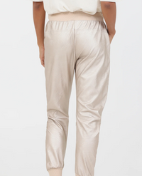 Ultimate Faux Leather Jogger-Metallic Gold