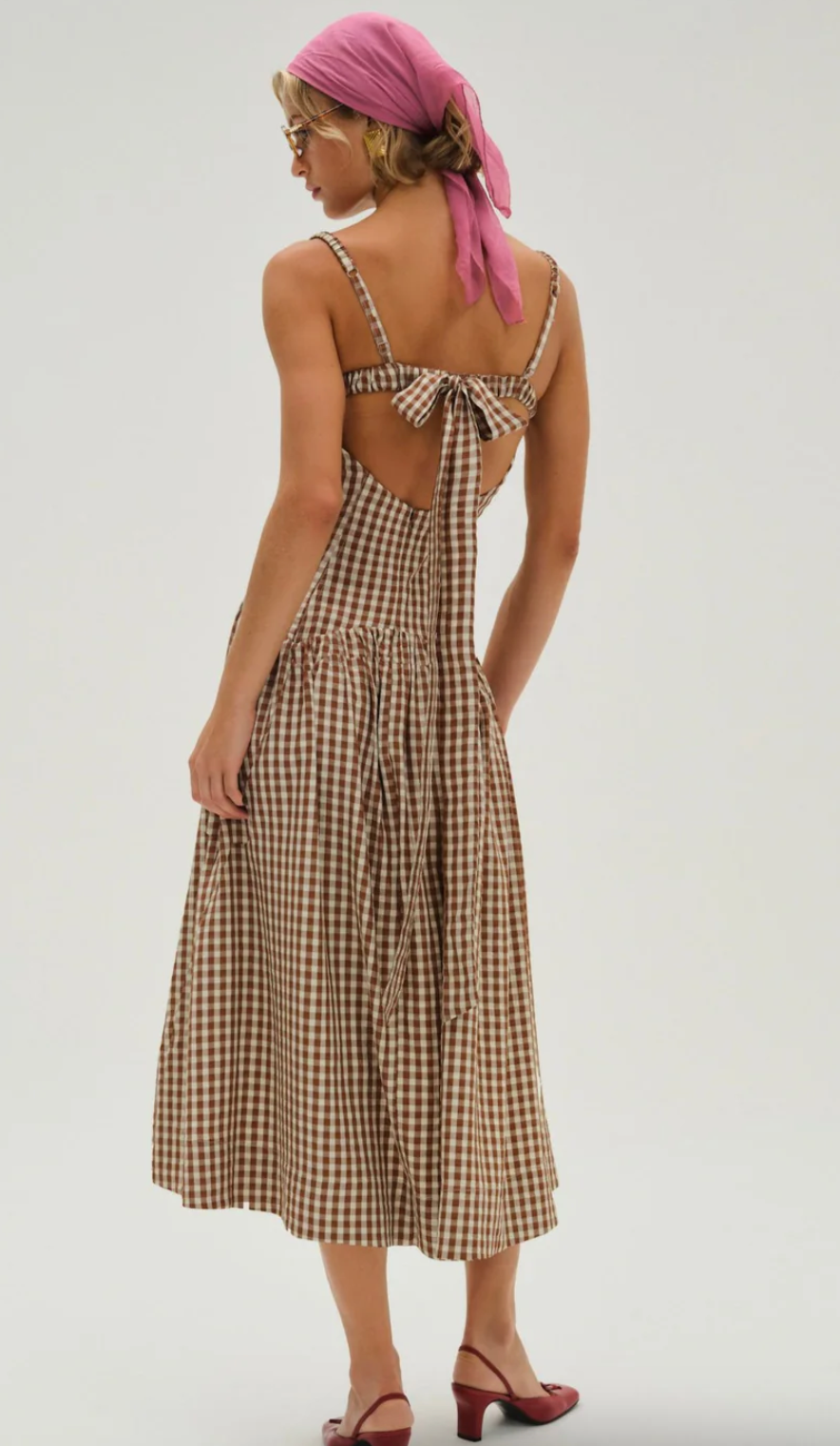 Gingerbread Gingham Midi Dress