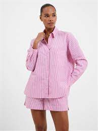 Relaxed Pink Stripe Popover Top