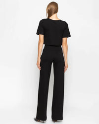 Ponte Knit Straight Leg Pant-Black