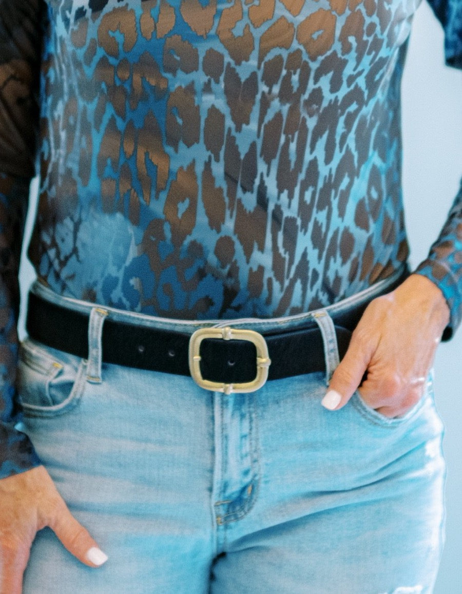 Navy Cowhide Belt