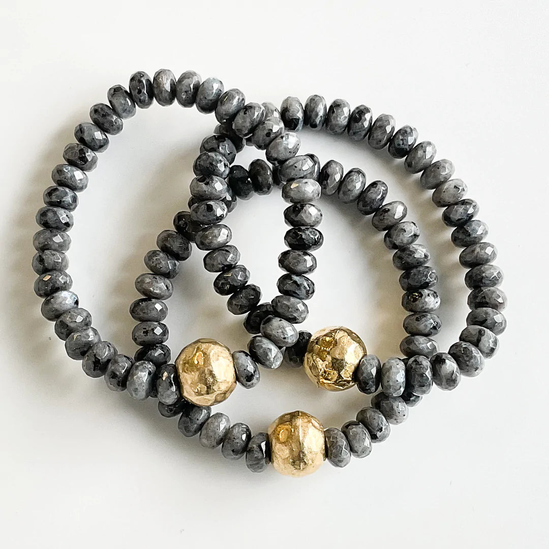 Rondelle Gemstone Bracelet - Charcoal