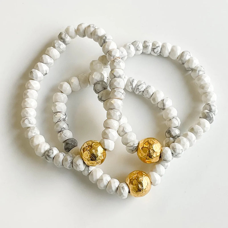 Rondelle Gemstone Bracelet - Pearl