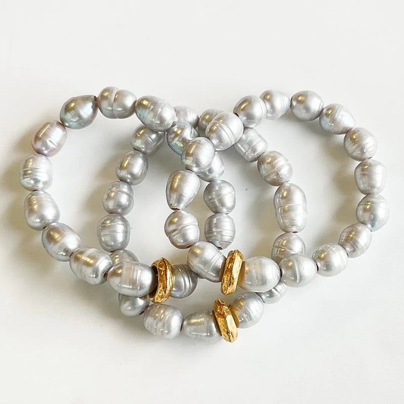 Pearl Washer Bracelet - Grey