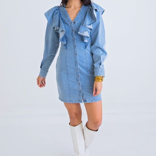 Denim Ruffle Dress