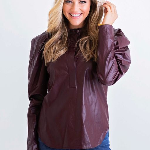Bordeaux Faux Leather Top