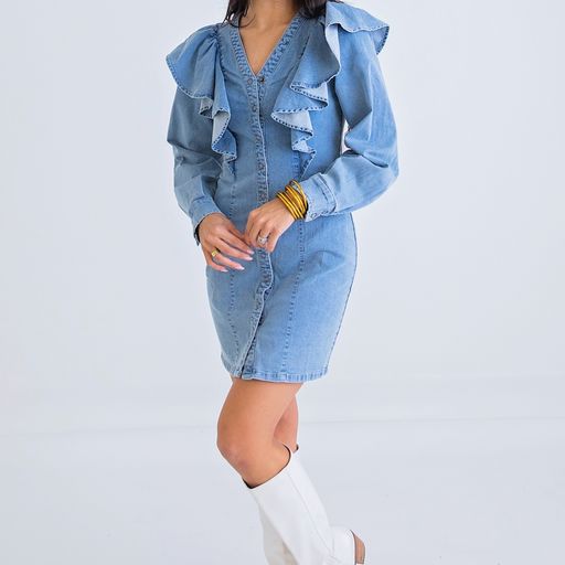 Denim Ruffle Dress