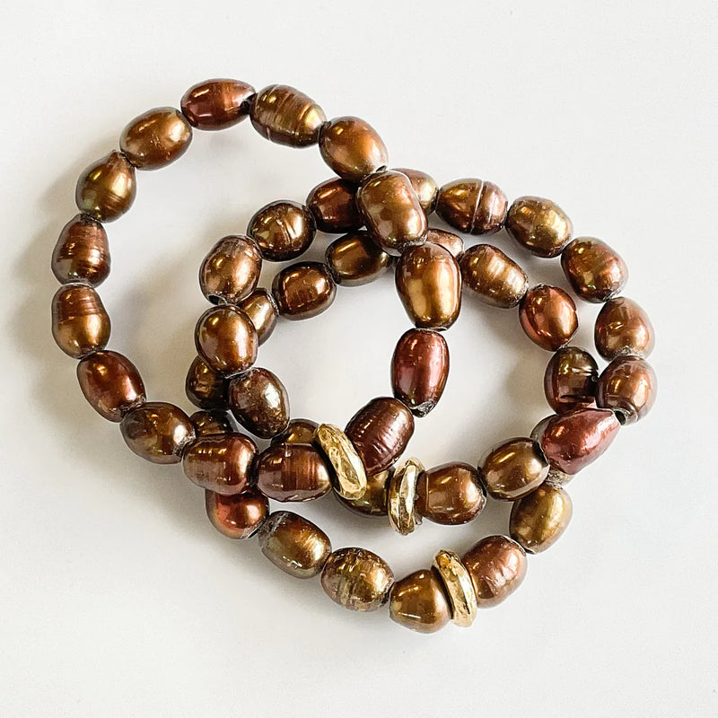 Pearl Washer Bracelet - Brown
