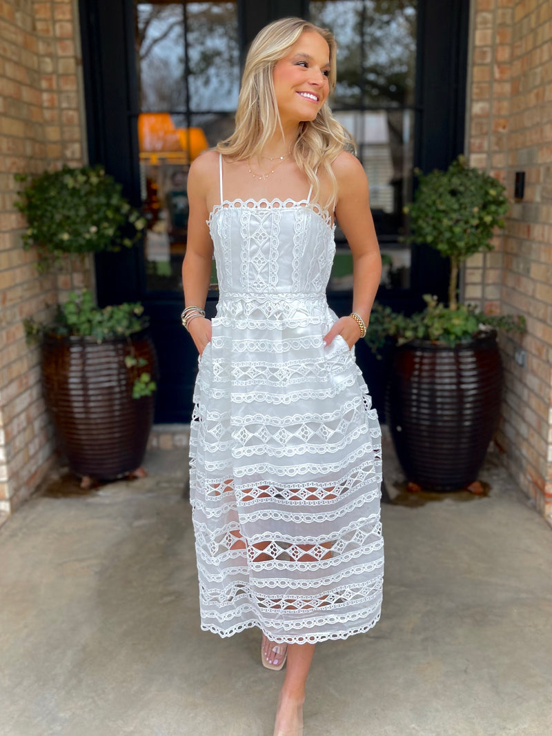 White Lace Midi Dress