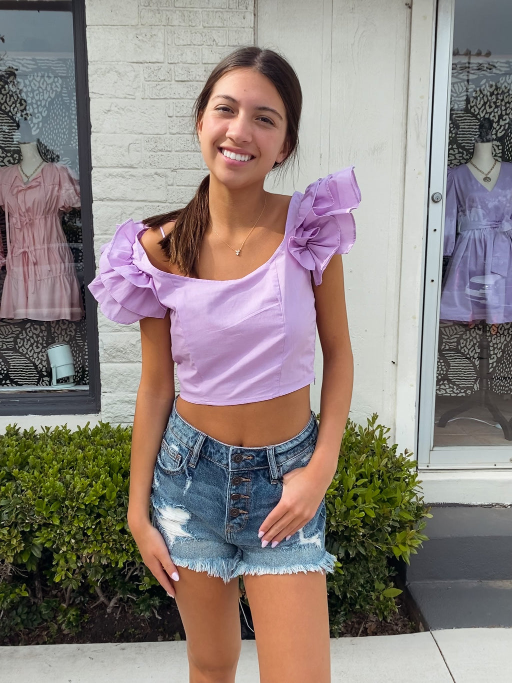 Ruffle Of Love Top - Lavender