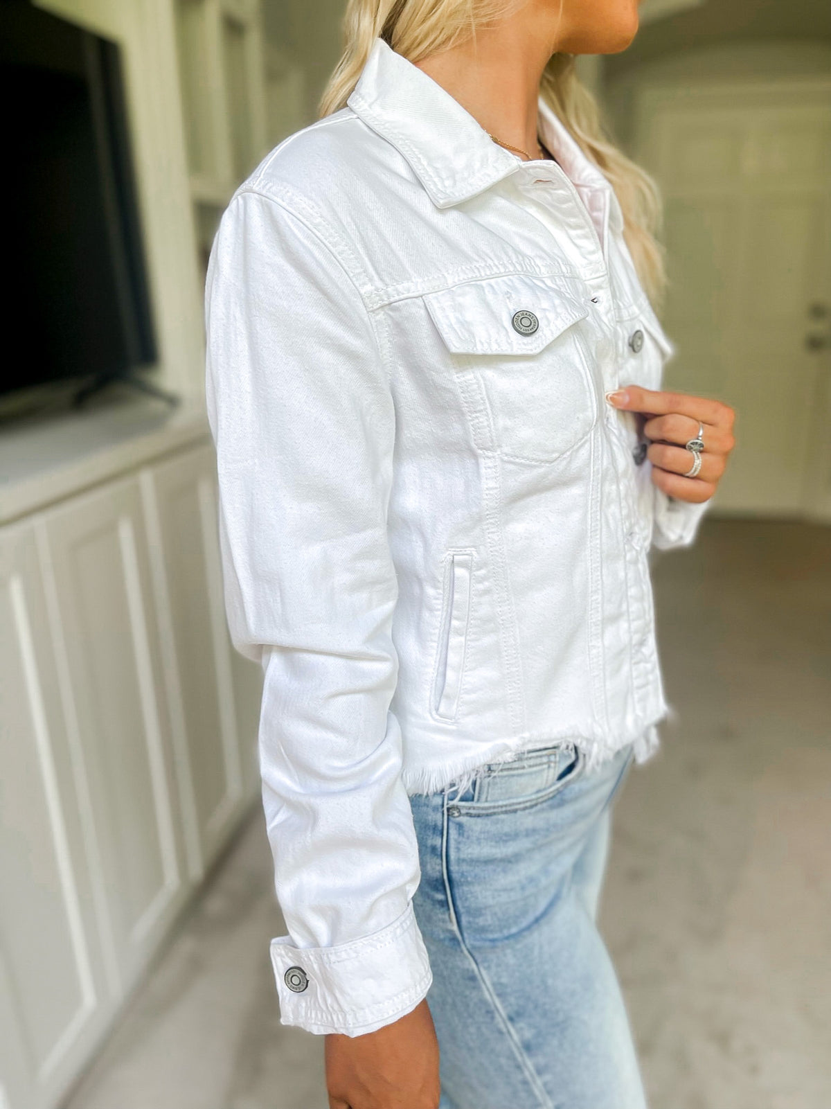 White Distressed Denim Jacket