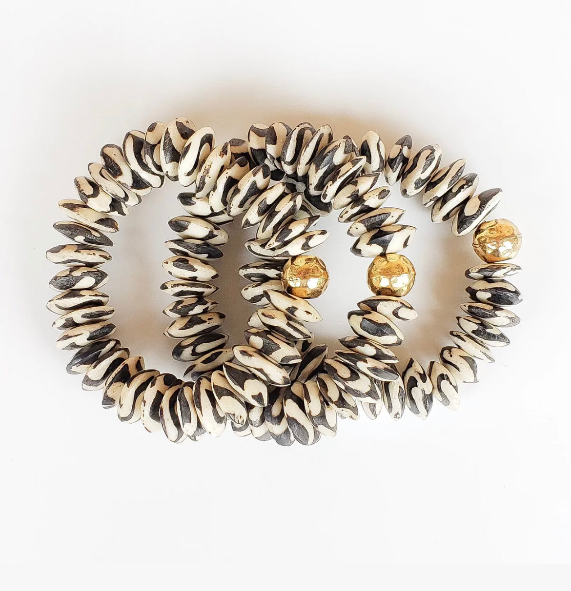 Heishi Bone Bracelet - Black & White