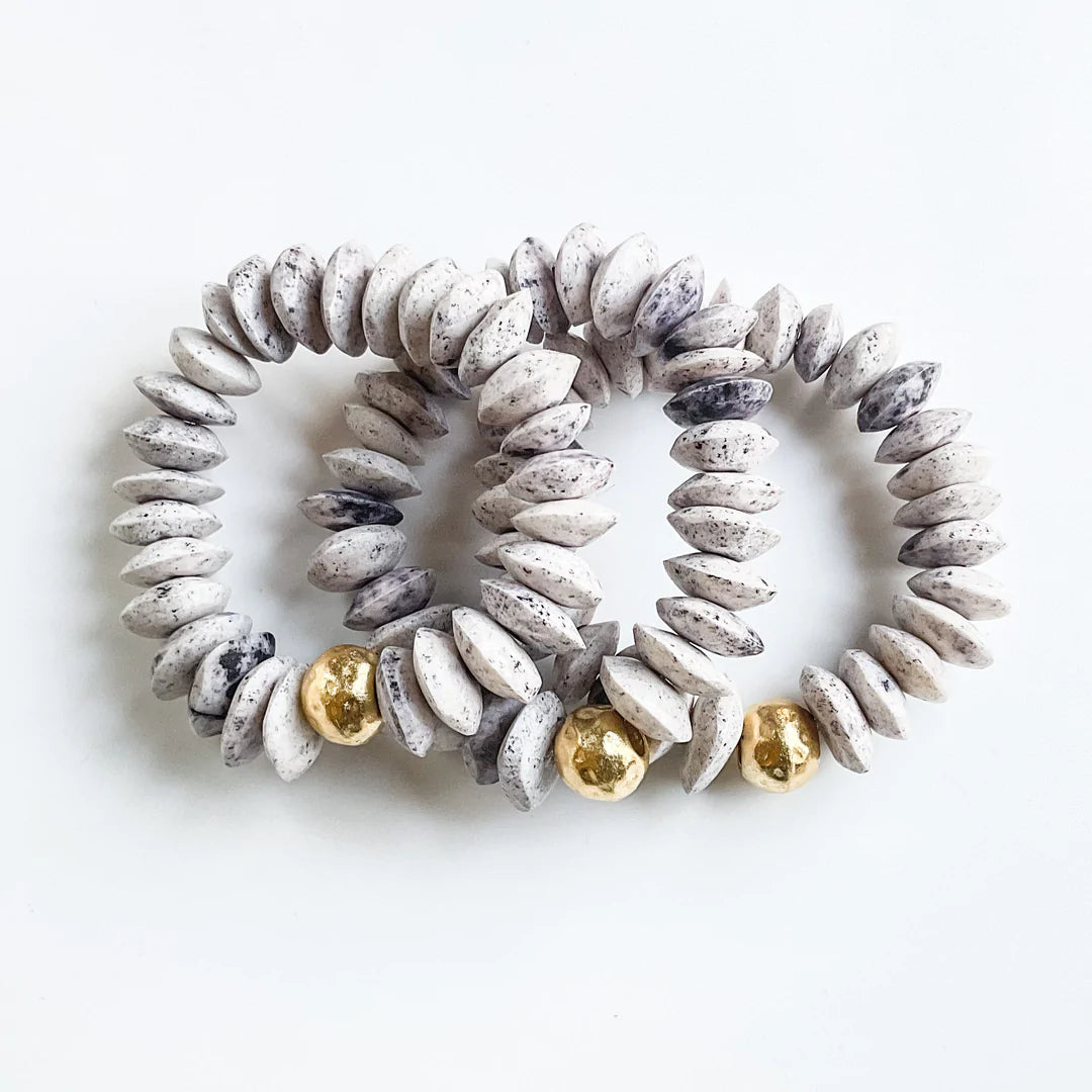 Heishi Bone Bracelet - Gray