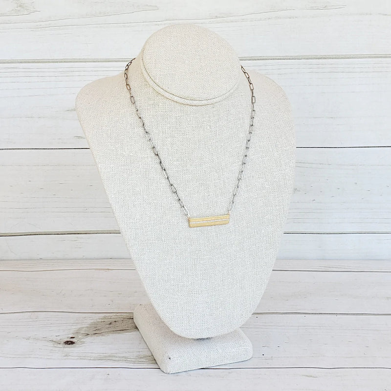 Paperclip Necklace with Rhinestone Bar