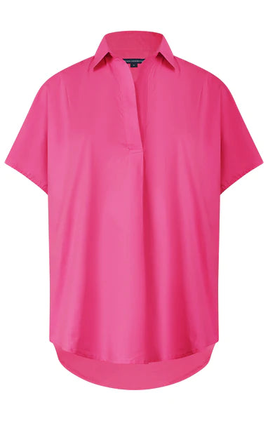 Rhodes Poplin Top - Hot Pink