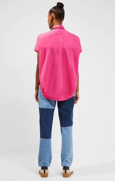 Rhodes Poplin Top - Hot Pink